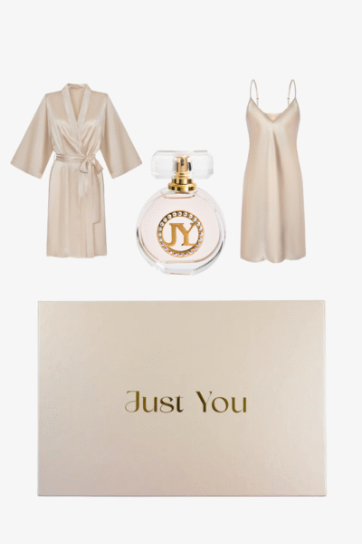 Zestaw - jedwabna koszulka nocna i krótki szlafrok, damskie perfumy z feromonami Silk Empress Trio