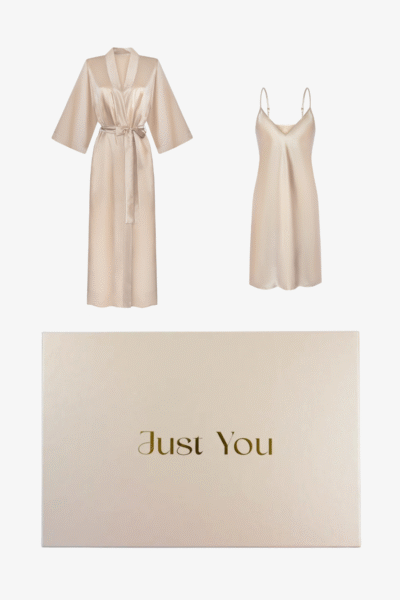 Zestaw - jedwabna koszulka nocna i długi szlafrok Silk Empress Duo Long