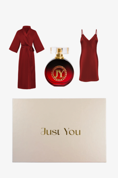 Zestaw - jedwabny szlafrok, koszulka i perfumy z feromonami